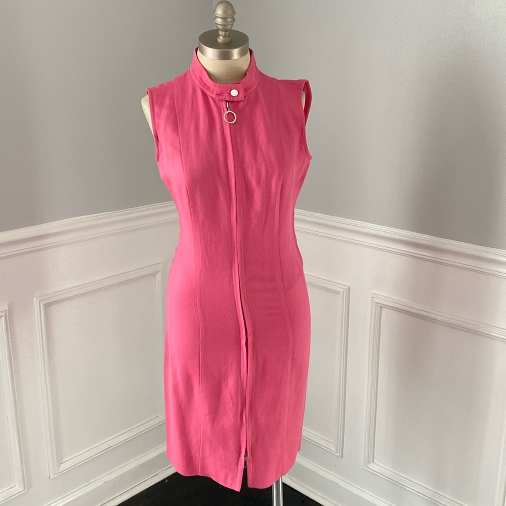 Akris Punto Sleeveless Linen Cotton Full Dual  Zip Vest Dress Jacket , Vintage